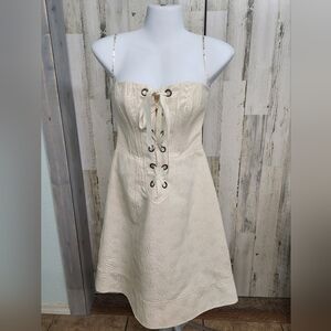 Nanette Lepore Cream Strapless Dress with Lace-up Front